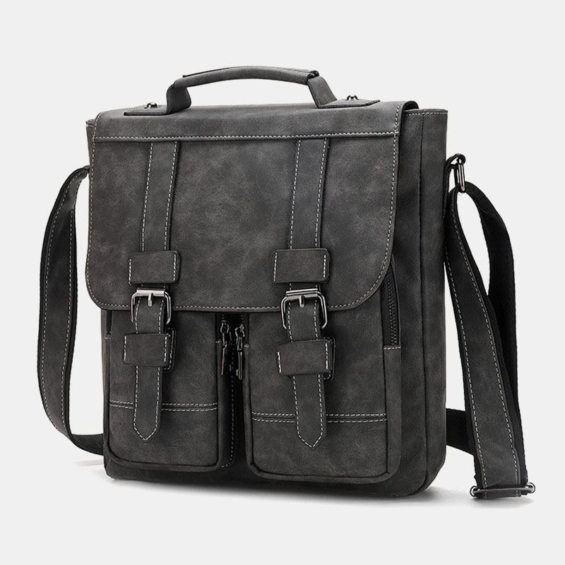 Herr Pu-läder Med Flera Fickor Vintage Casual Vattentät Crossbody-väskor Som Andas Axelväskor