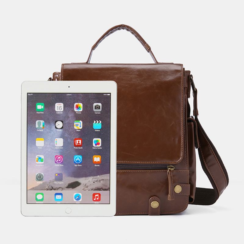Herr Pu Läder Vintage Business Multifunktion Multi-card Slots Multi-fickor Crossbody Bag Axelväska