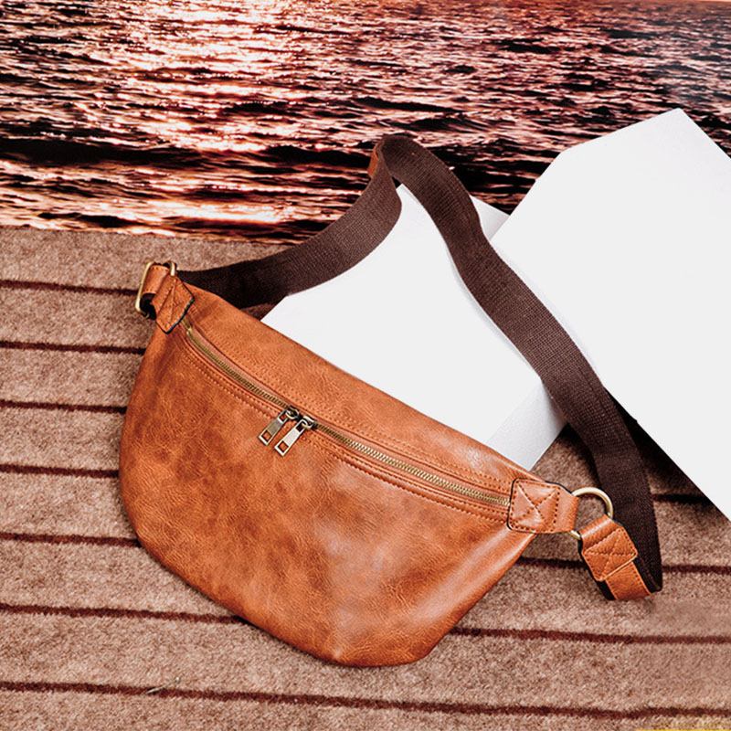 Herr Vattentät Crossbody-väska Med Stor Kapacitet Pu-läder Stöldskyddad Casual Midjeväska Bröstväska Axelväska