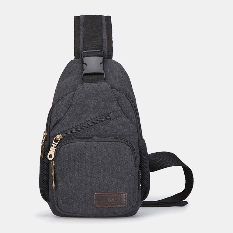 Herr Vintage Canvas Axelväska Crossbody Bag Bröstväska