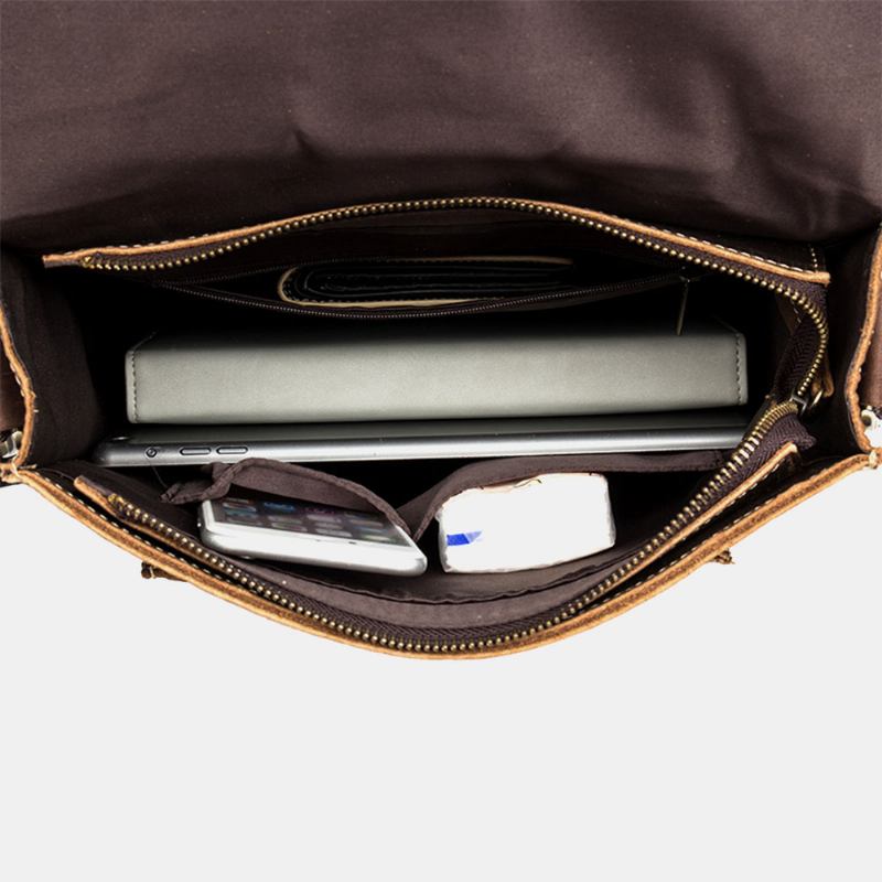 Herr Vintage Multifunktion Pu Läder Stor Kapacitet Flip Casual Crossbody Bag Axelväska