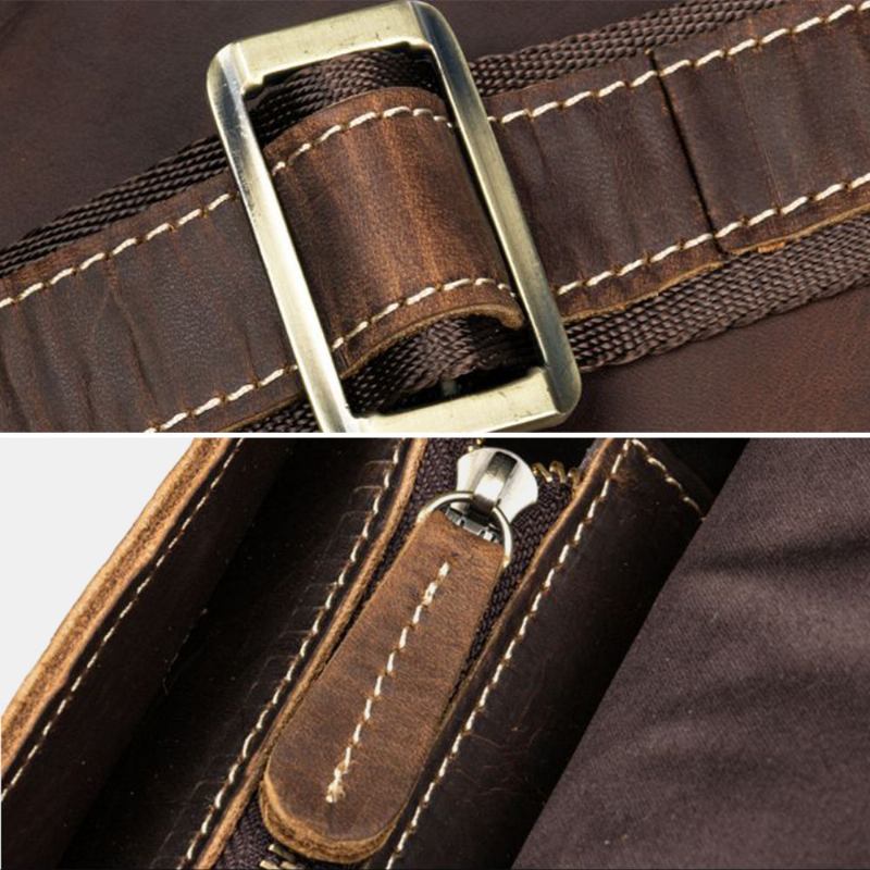 Herr Vintage Multifunktion Pu Läder Stor Kapacitet Flip Casual Crossbody Bag Axelväska