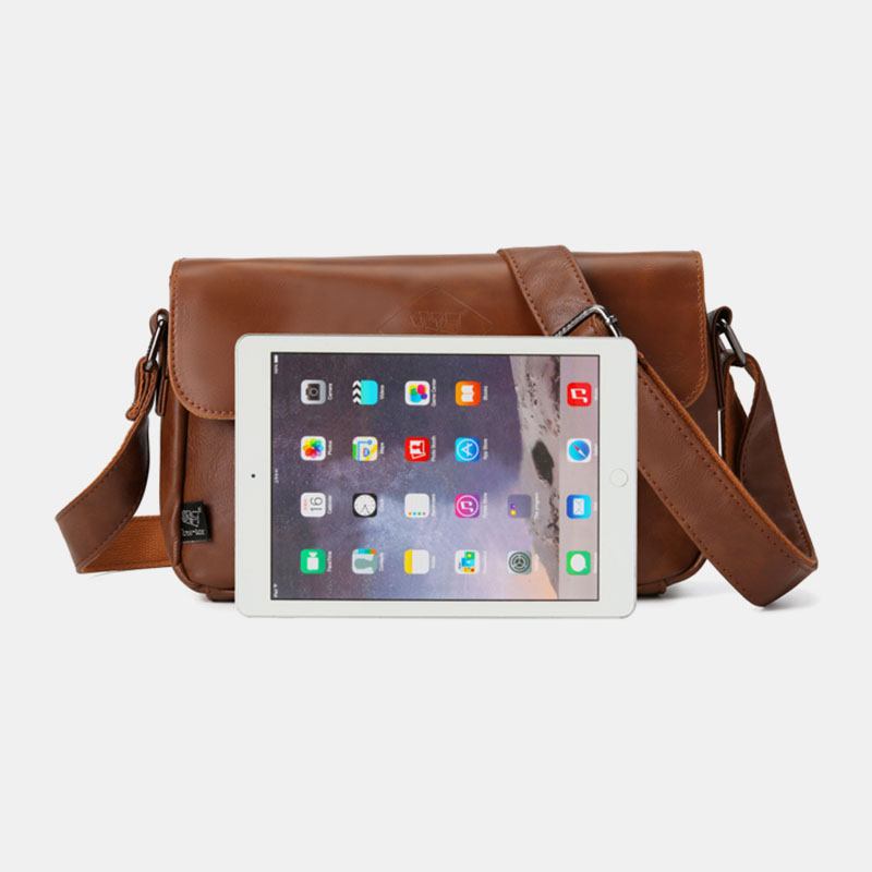 Herr Vintage Vattentät Multi-pocket Faux Läder Crossbody Bag Axelväska