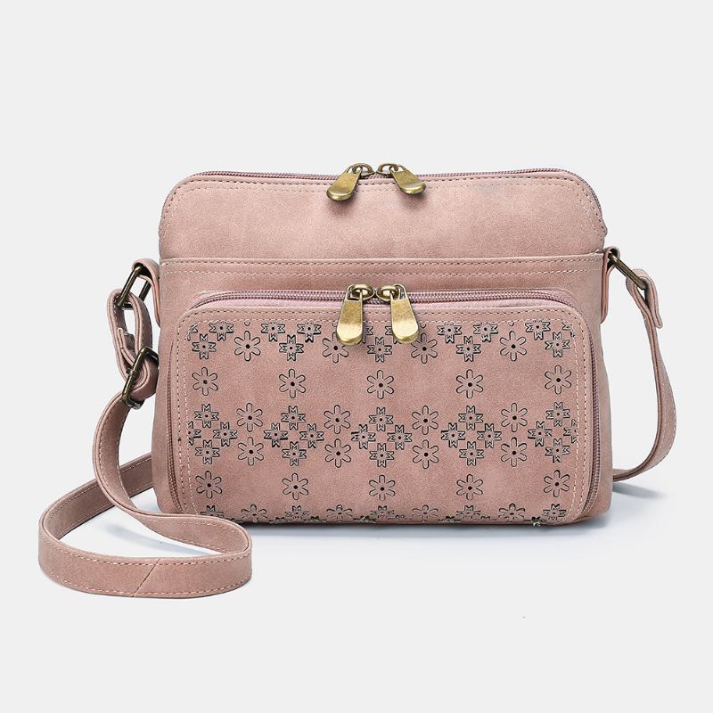 Hollow Out Lätt Crossbody-väska Med Massiv Blomdesign
