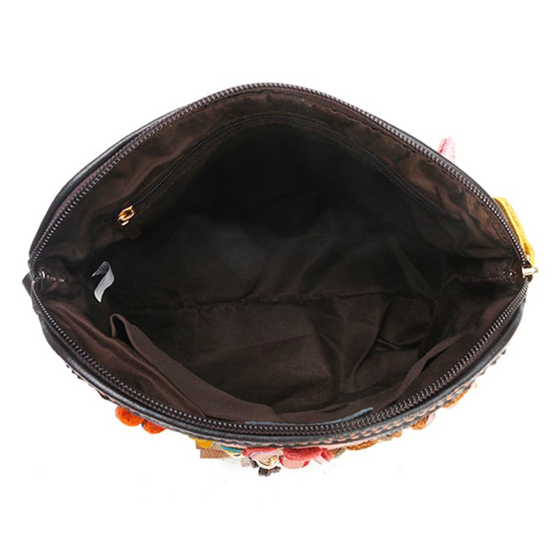 Kvinnor Äkta Läder Floral Crossbody Väska Vintage Väska