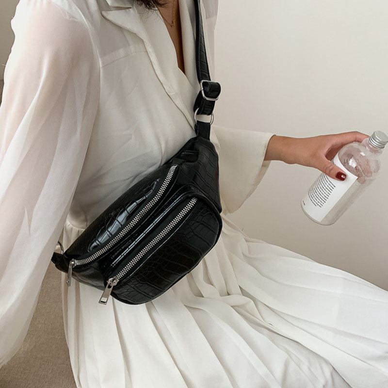 Kvinnor Alligator Croc Mönster Cha Multi-carry Bälte Chest Bag Crossbody Bag