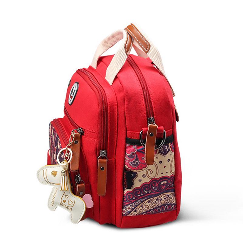Kvinnor Canvas Multifunctional Med Tryck Axelväskor Ryggsäck
