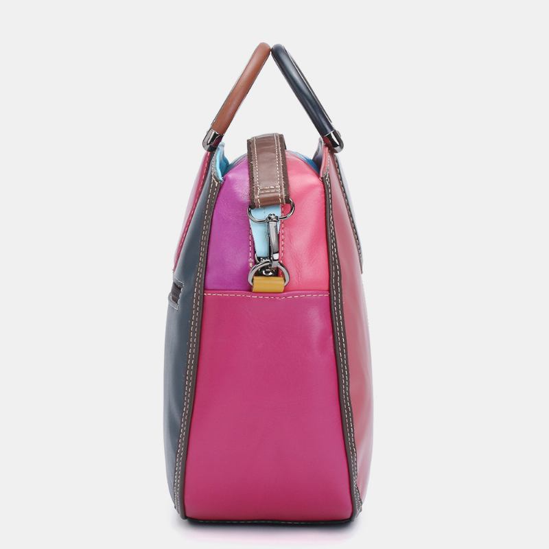 Kvinnor Circle Äkta Läderväska Patchwork Crossbody-väska Handväska Axelväska