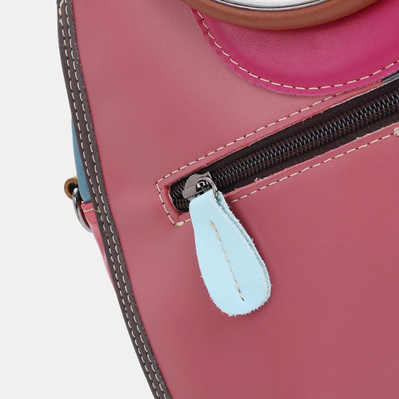 Kvinnor Circle Äkta Läderväska Patchwork Crossbody-väska Handväska Axelväska