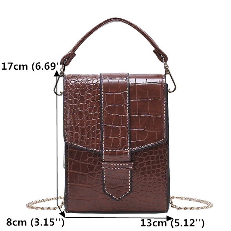 Kvinnor Crocodile Mönster Chain Telefonväska Crossbody Bag