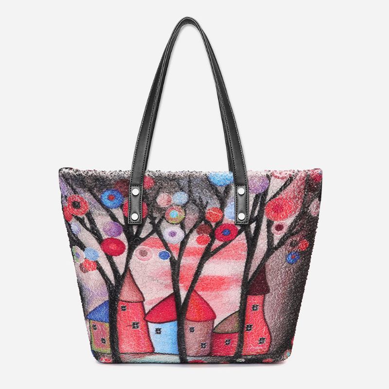 Kvinnor Färgglad Diy Lamm Hårväska Tote Bag Axelväska