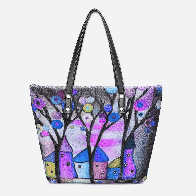 Kvinnor Färgglad Diy Lamm Hårväska Tote Bag Axelväska