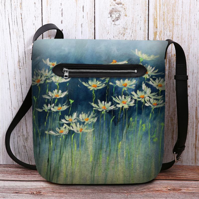 Kvinnor Filtblommor Mönstertryck Crossbody-väska Axelväska
