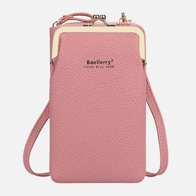 Kvinnor Litchi-mönster 6 Kortplatser 6.5 Tums Telefonväska Crossbody-väska