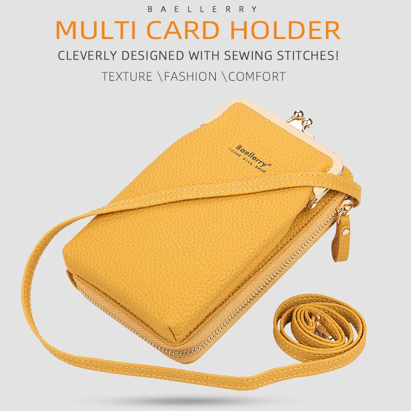 Kvinnor Litchi-mönster 6 Kortplatser 6.5 Tums Telefonväska Crossbody-väska
