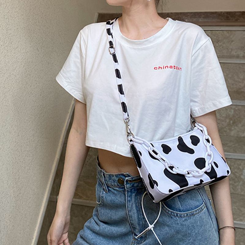Kvinnor Mjölkmönster Kedja Crossbody Bag