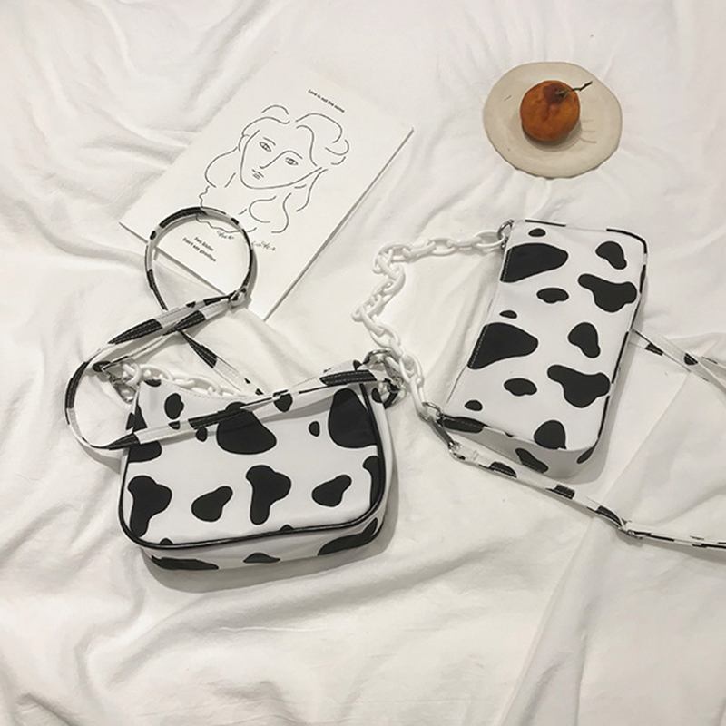 Kvinnor Mjölkmönster Kedja Crossbody Bag