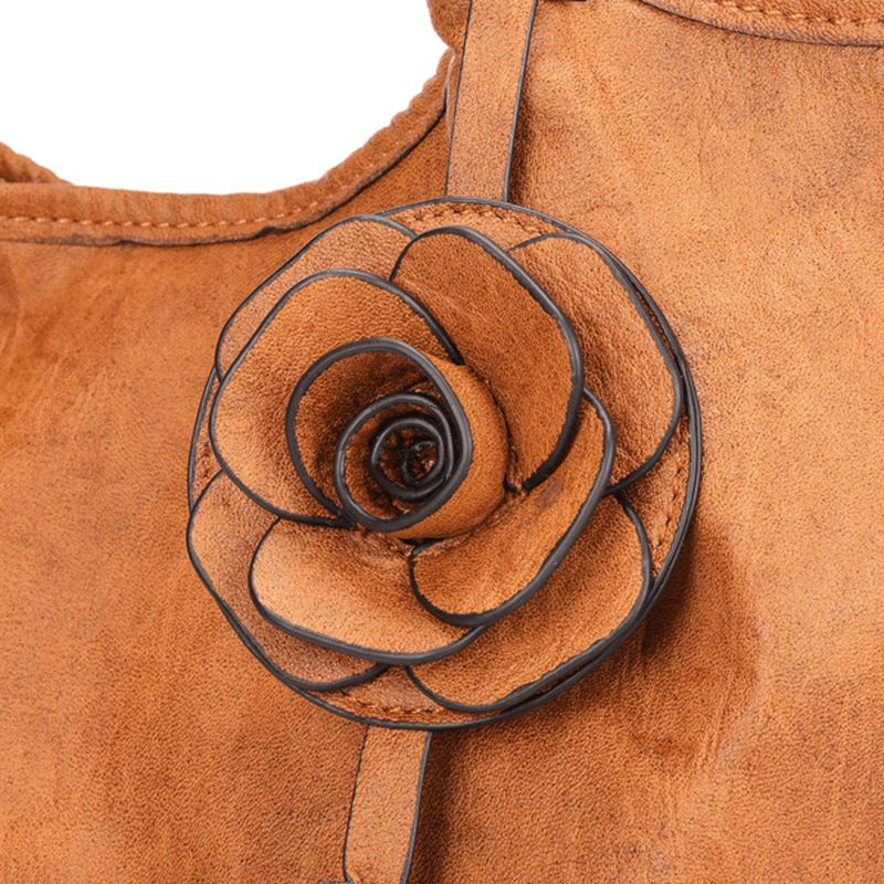 Kvinnor National Style Retro Floral Stor Kapacitet Shoulder Crossbody Bag Handväska