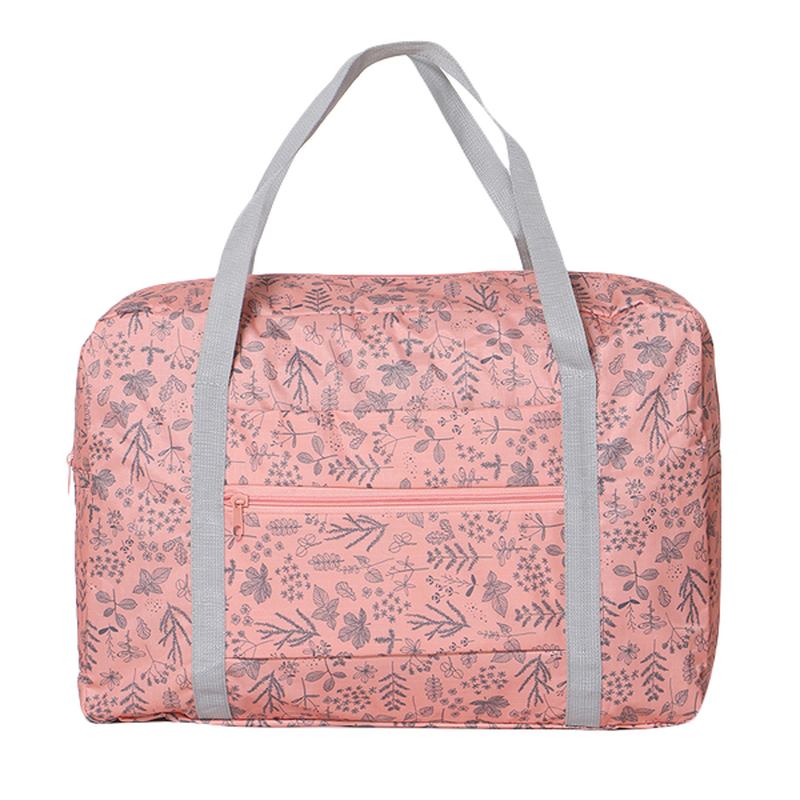 Kvinnor Nylon Små Blommor Resväska Blommig Duffel Bag Bagageväska Handväska
