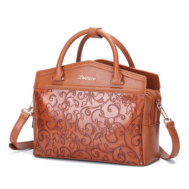 Kvinnor Präglad Handväska Vintage Blommig Kinesisk Axel Crossbody-väska