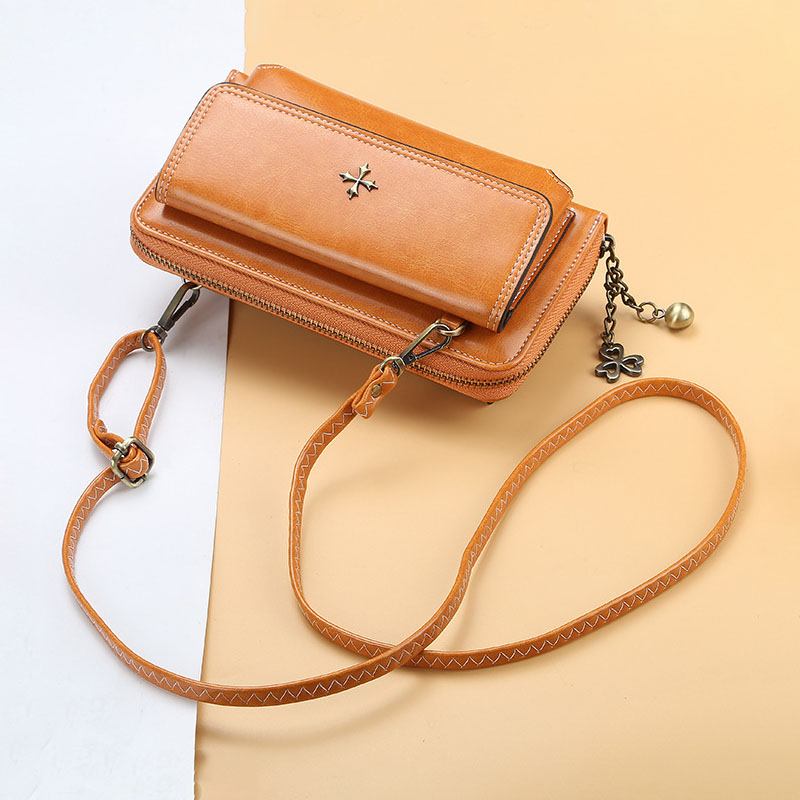 Kvinnor Pu Läder Cross Blommor Tofs Stor Kapacitet Multi-card Slot Telefonväska Crossbody Bag Axelväska
