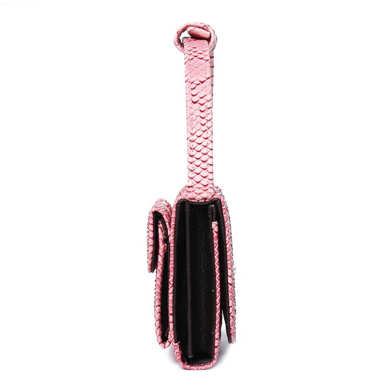 Kvinnor Snake Skin Äkta Läder Kedja Axelväska Crossbody Bag Handväska Lång Plånbok