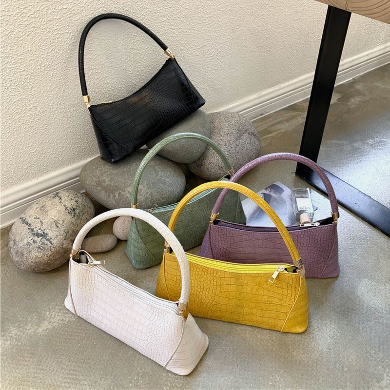 Kvinnor Solid Crocodile Mönster Satchel Axelväska