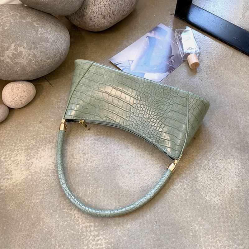 Kvinnor Solid Crocodile Mönster Satchel Axelväska