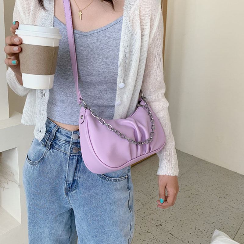 Kvinnor Solid Mode Cha Satchel Axelväska Crossbody Bag