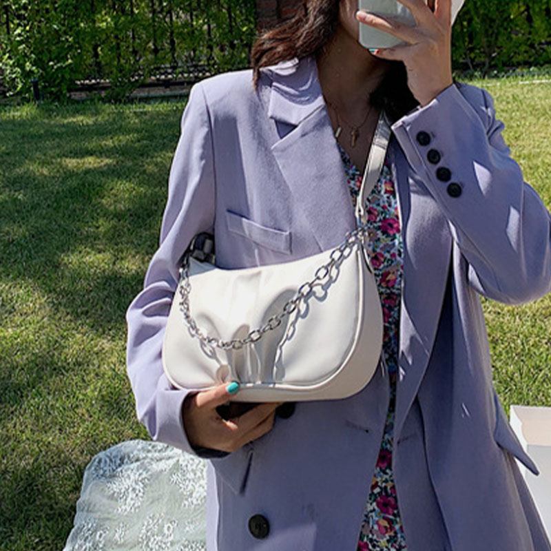 Kvinnor Solid Mode Cha Satchel Axelväska Crossbody Bag