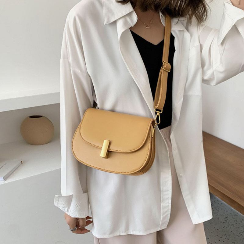 Kvinnor Solid Semi-circle Sadel Bag Crossbody Bag Fritid Bröstväska