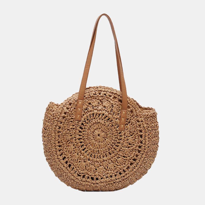 Kvinnor Summer Beach Stor Kapacitet Halmvävd Handväska Tote Bag