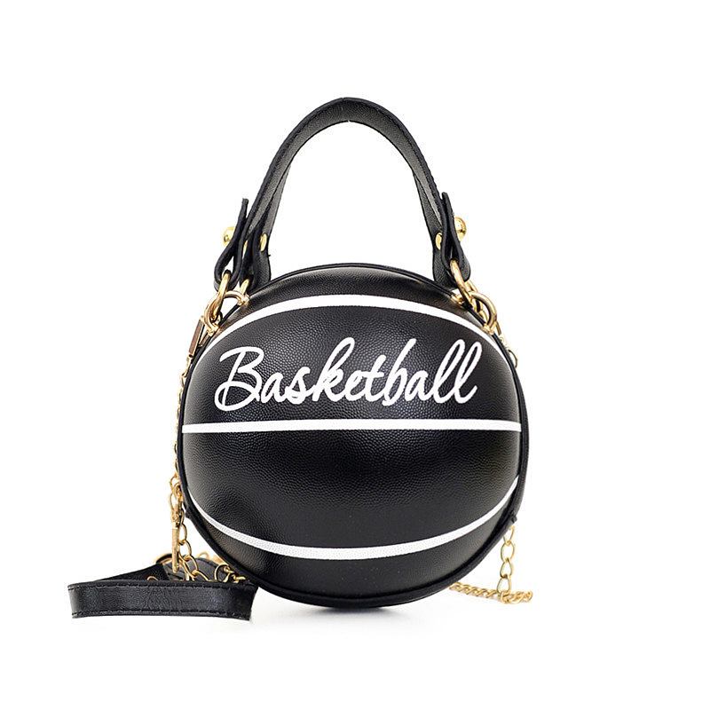 Kvinnor Unik Design Basket Fotboll Look Mini Rund Väska Hangbag Mode Justerbar Axelväska Cross Body Bag