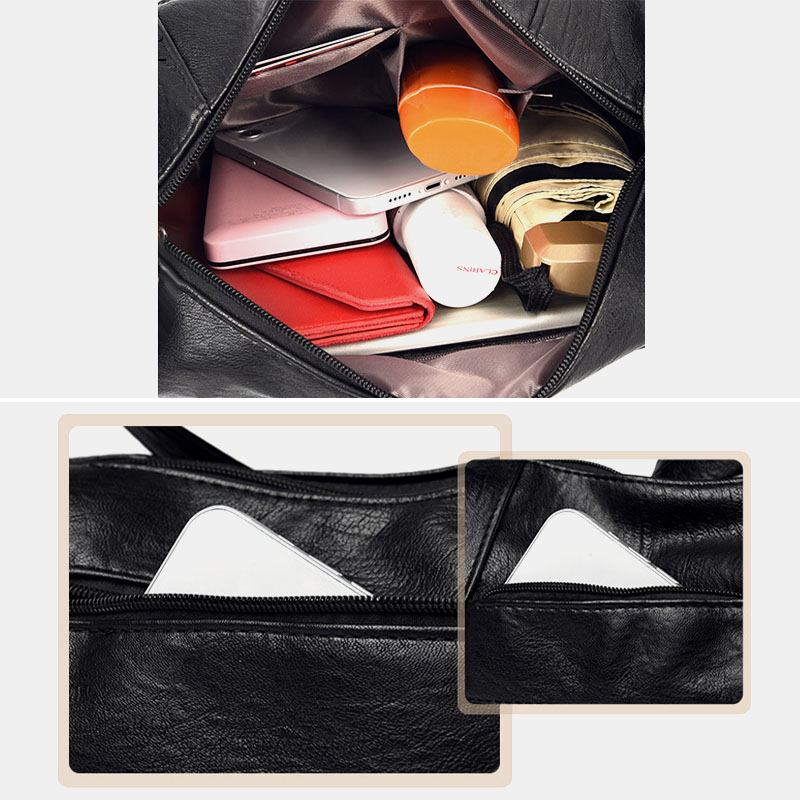 Kvinnor Vintage Konstläder Med Stor Kapacitet Multi-fickor Crossbody Bag Axelväska