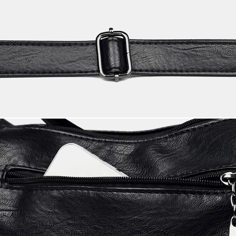 Kvinnor Vintage Konstläder Med Stor Kapacitet Multi-fickor Crossbody Bag Axelväska