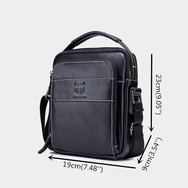 Män Äkta Läder Multi-pocket Casual Crossbody Bag Axelväska