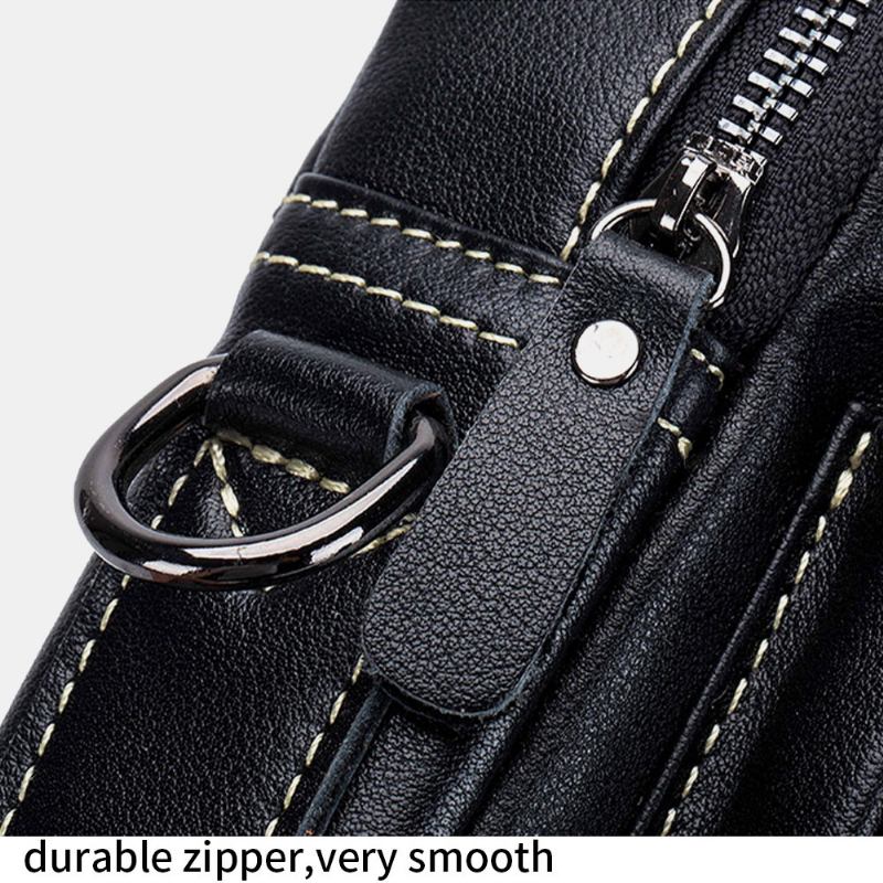 Män Äkta Läder Multi-pocket Vattentät Vintage Handväska Crossbody Bag Axelväska