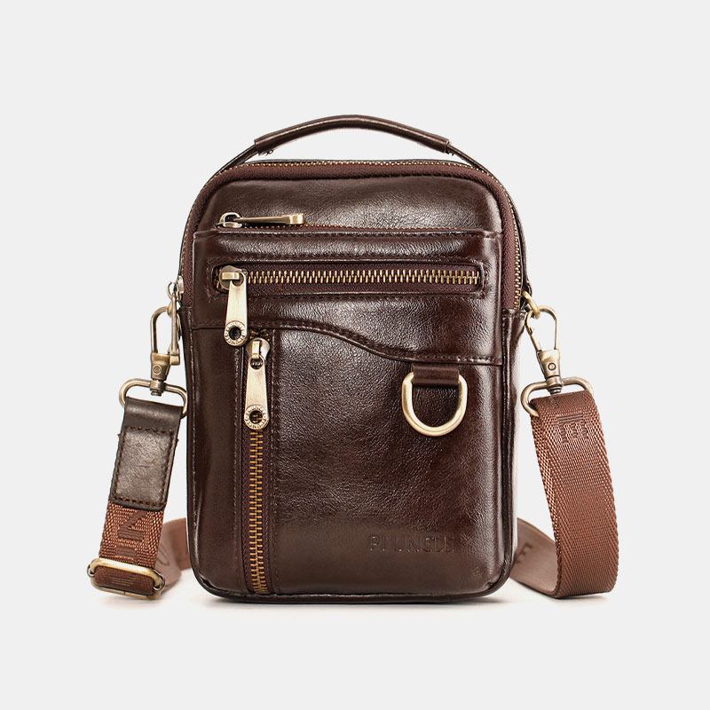 Män Äkta Läder Multifunktion Multi-carry 4 Kortplatser Crossbody Bag Midjeväska