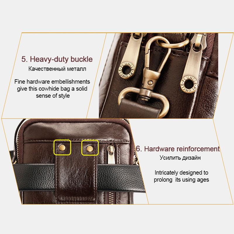 Män Äkta Läder Multifunktion Multi-carry 4 Kortplatser Crossbody Bag Midjeväska