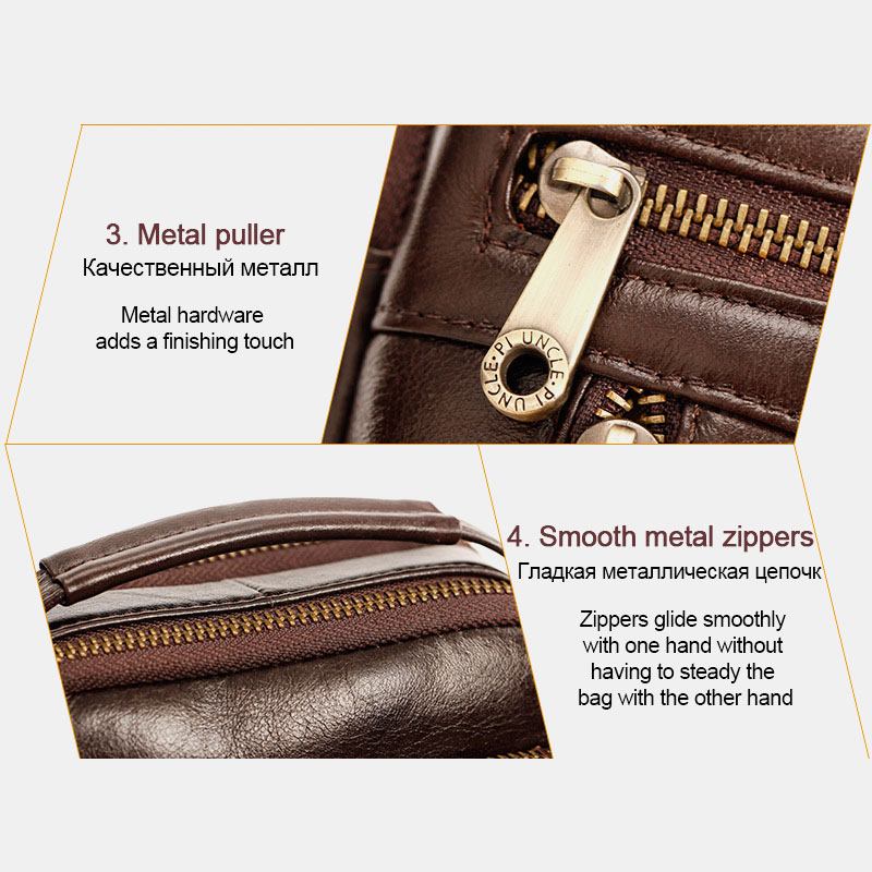 Män Äkta Läder Multifunktion Multi-carry 4 Kortplatser Crossbody Bag Midjeväska