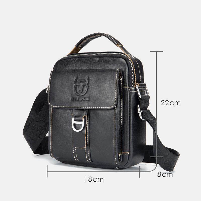Män Äkta Läder Multifunktion Stöldskydd Multi-layer Casual Crossbody Bag Axelväska
