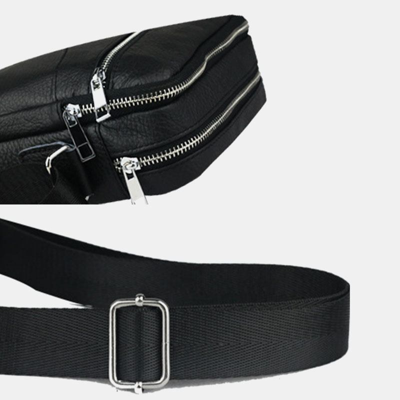 Män Äkta Läder Multifunktion Vattentät Stöldskydd Telefonväska Crossbody Bag Axelväska