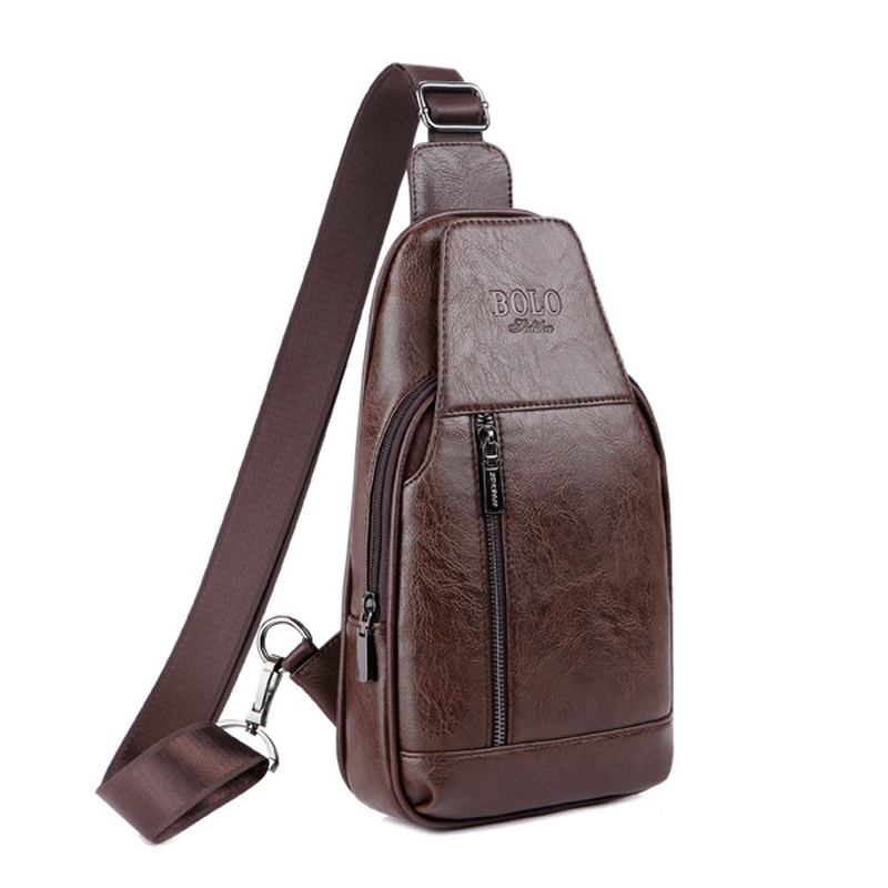 Män Äkta Läder Multifunktionell Bröstväska Fritid Utomhussport Crossbody-väska Axelväska