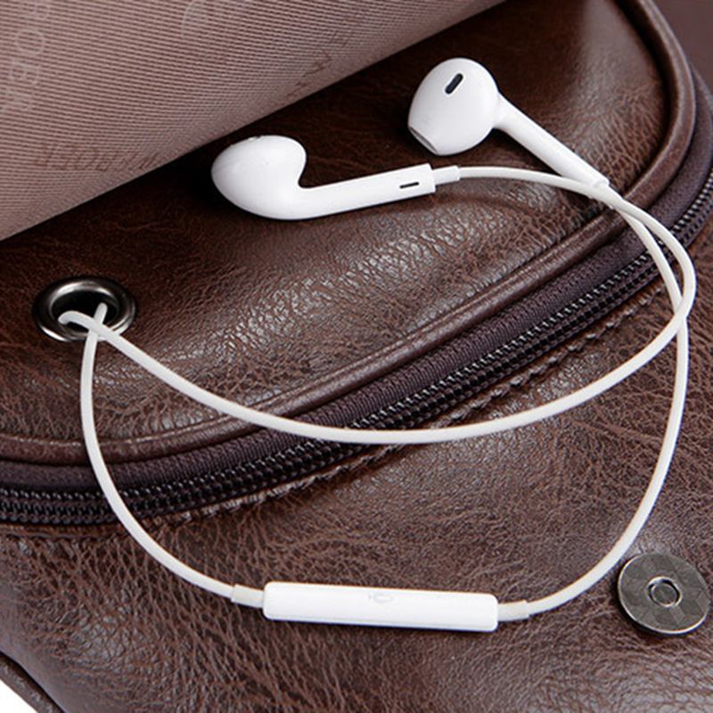 Män Äkta Läder Multifunktionell Bröstväska Fritid Utomhussport Crossbody-väska Axelväska