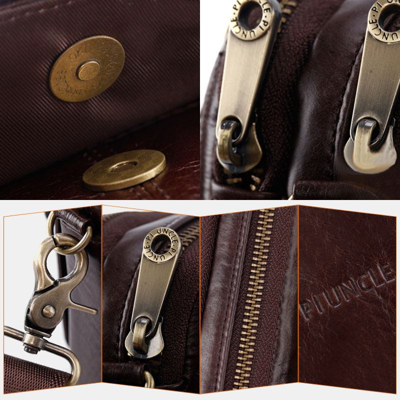Män Äkta Läder Multifunktions Retro Axelväska Midjeväska Cross Body Bag