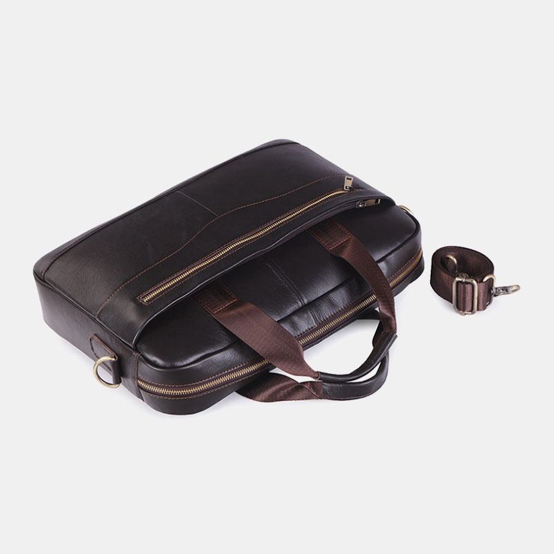 Män Äkta Läder Multifunktions Retro Väska Med Stor Kapacitet För Resor Cross Body Bag