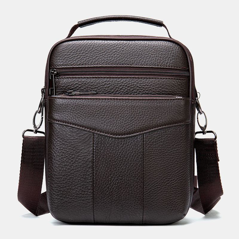Män Äkta Läder Retro Business Vertikal Handväska Crossbody-väska