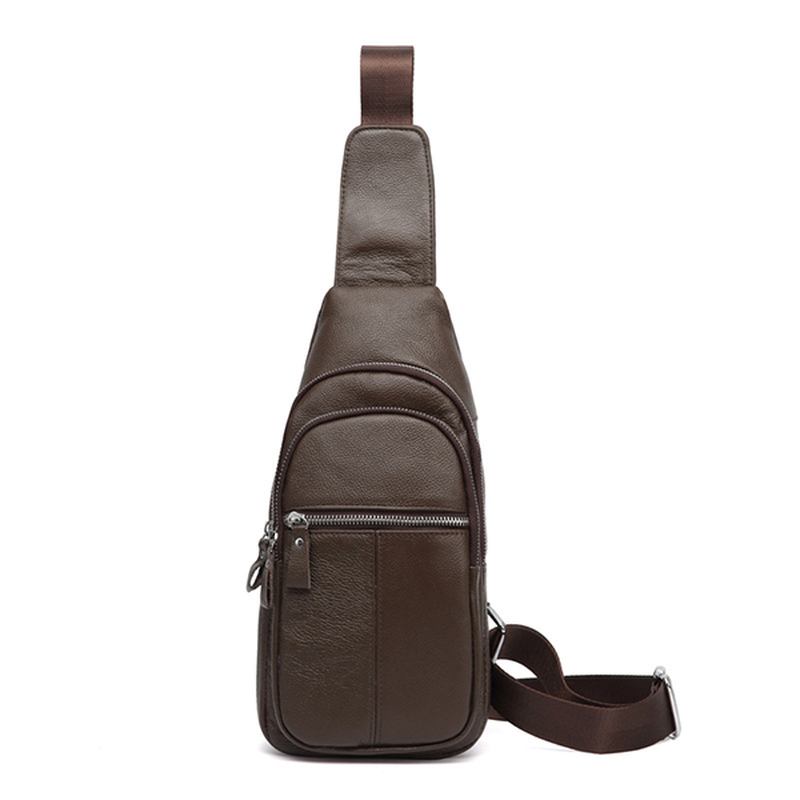 Män Äkta Läder Retro Crossbody-väska Bröstväska Casual Axelväska