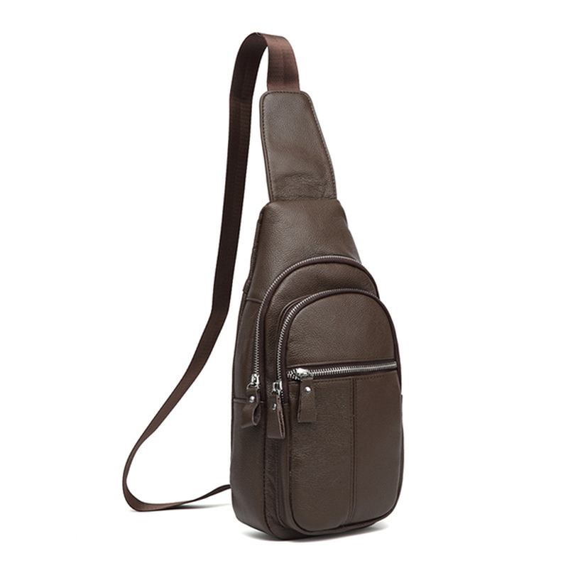 Män Äkta Läder Retro Crossbody-väska Bröstväska Casual Axelväska