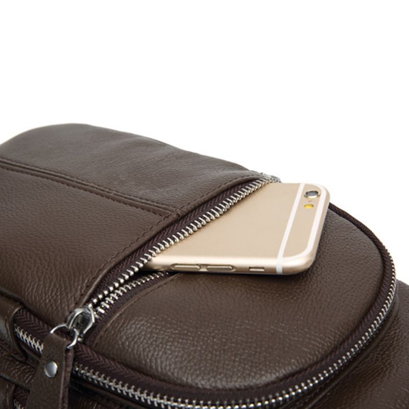 Män Äkta Läder Retro Crossbody-väska Bröstväska Casual Axelväska